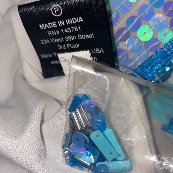 NWT Parker heavily beaded embellished sequin  vneck turquoise blue mini dress - Picture 9 of 12